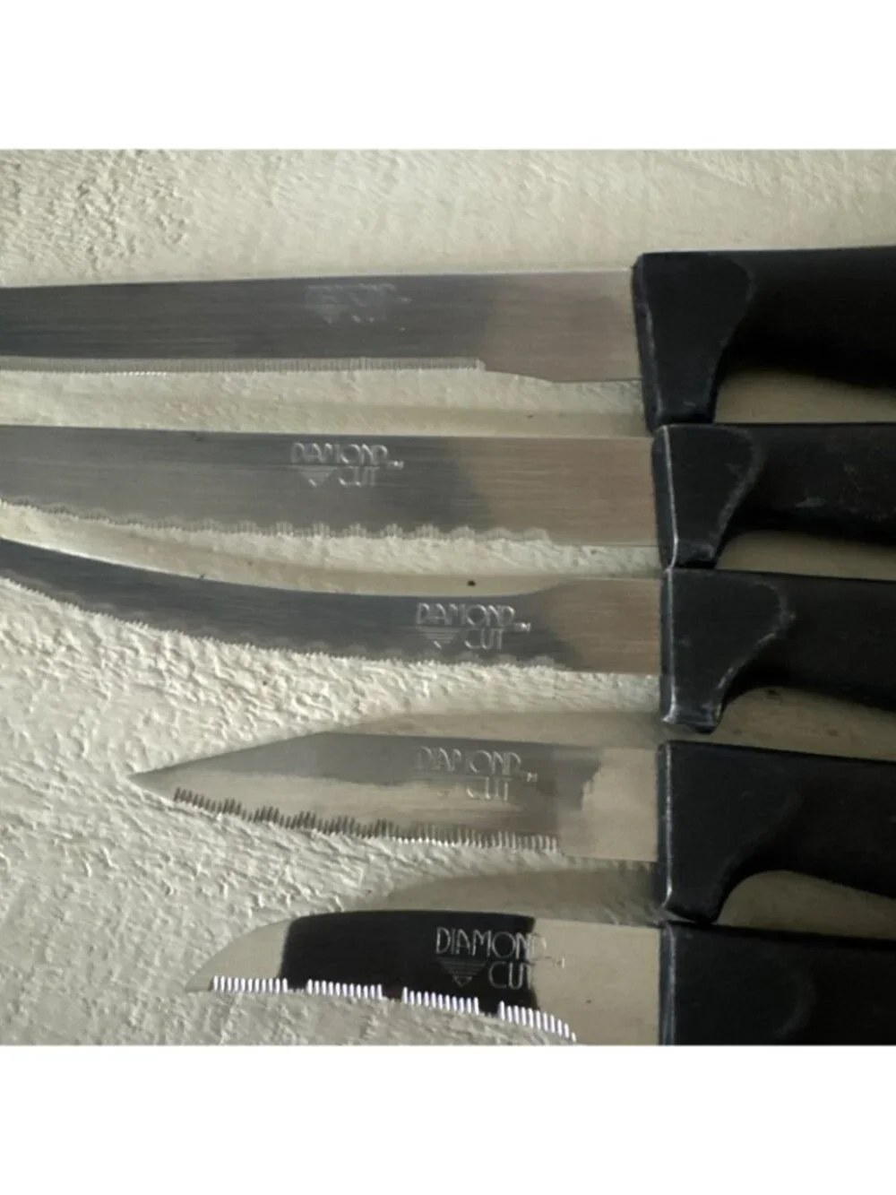 9 Piece Diamond Cut Knife Lot Chef Serrated Steak Kitchen Paring Knives